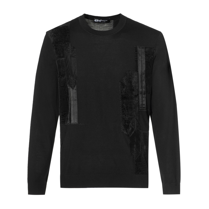 Andrew Mackenzie Solid Jacquard Crewneck Pullover