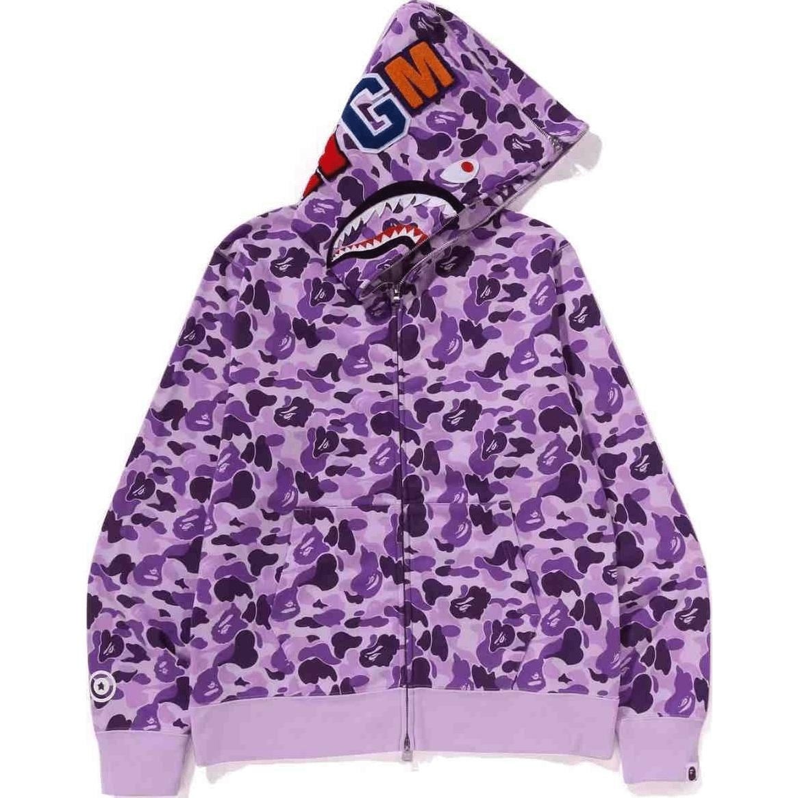 A BATHING APE BAPE FW24 Shark Logo Hoodie Purple