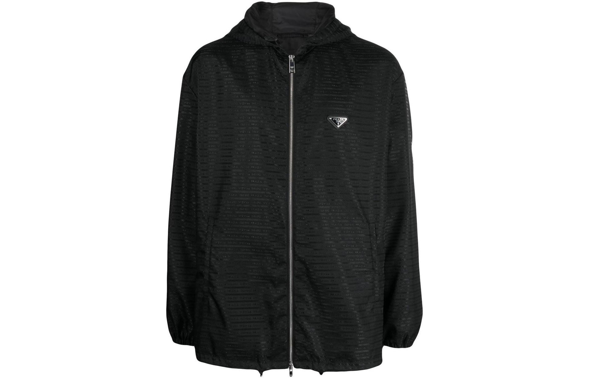 PRADA SS22 Logo Zip Hoodie Jacket Black