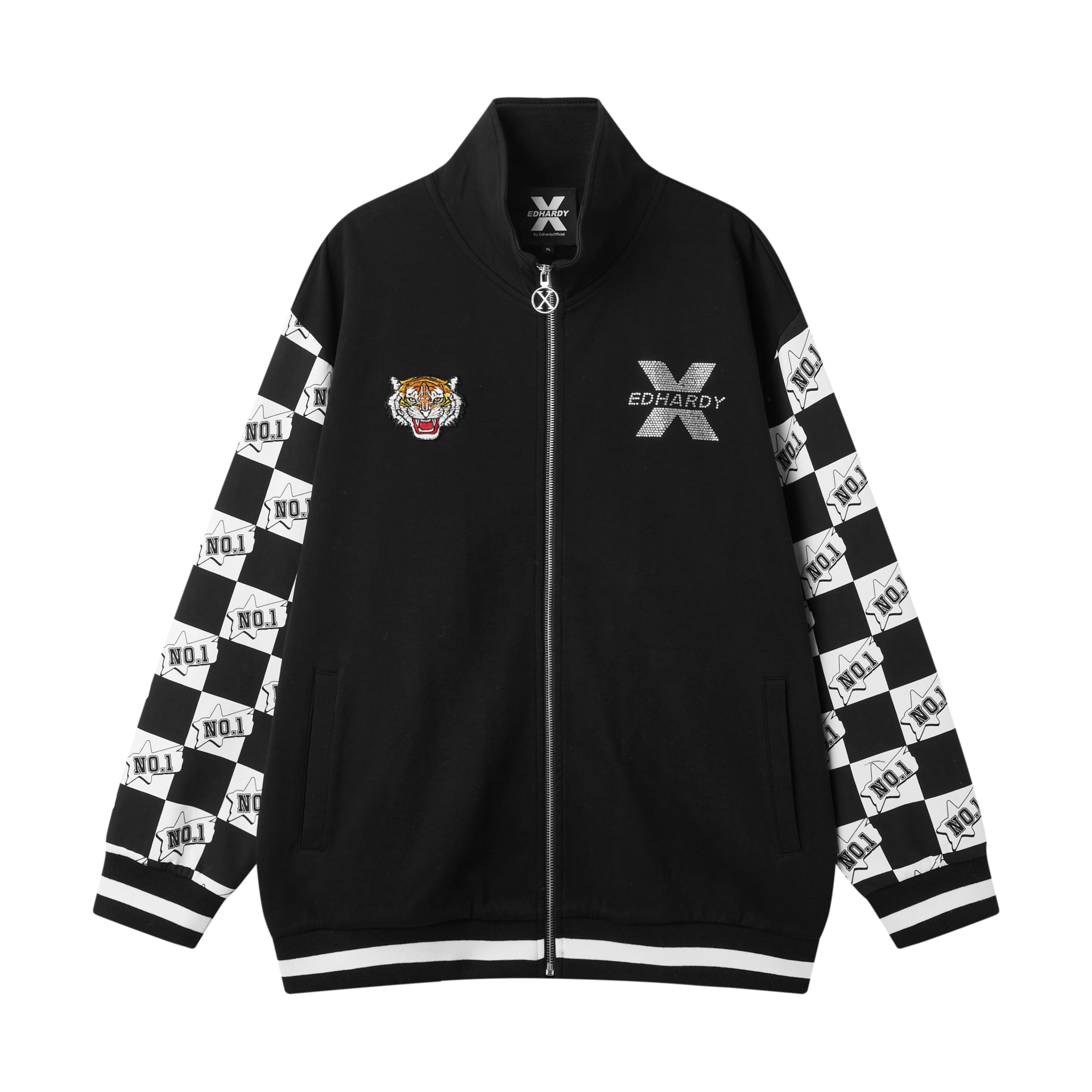 ED HARDY X Ed Hardy Tiger Head Logo Checkerboard Jacket