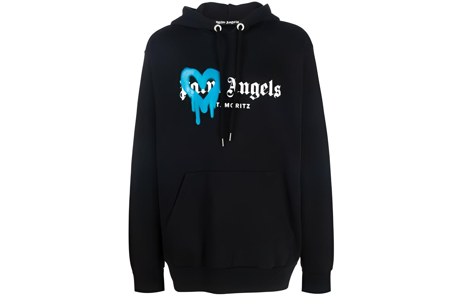 Худи Palm Angels FW21 Spray Heart Logo Hoodie Black