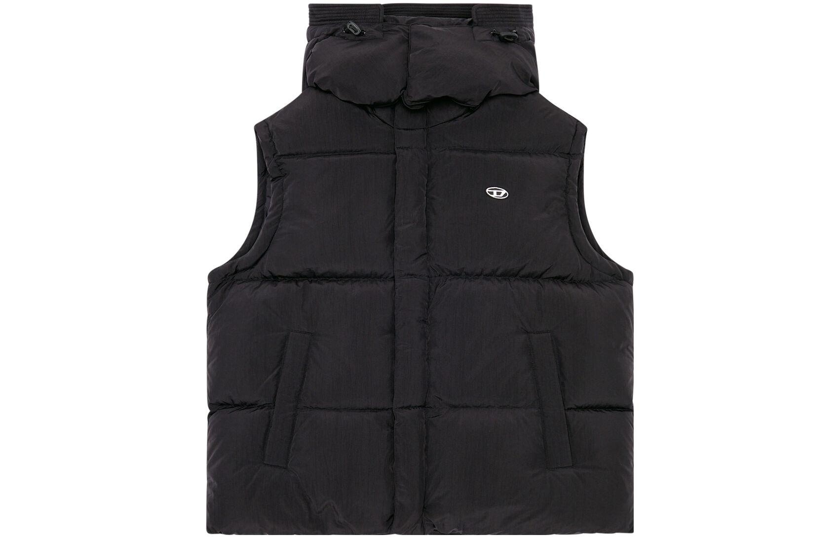 DIESEL Logo Vest with Detachable Hood Black