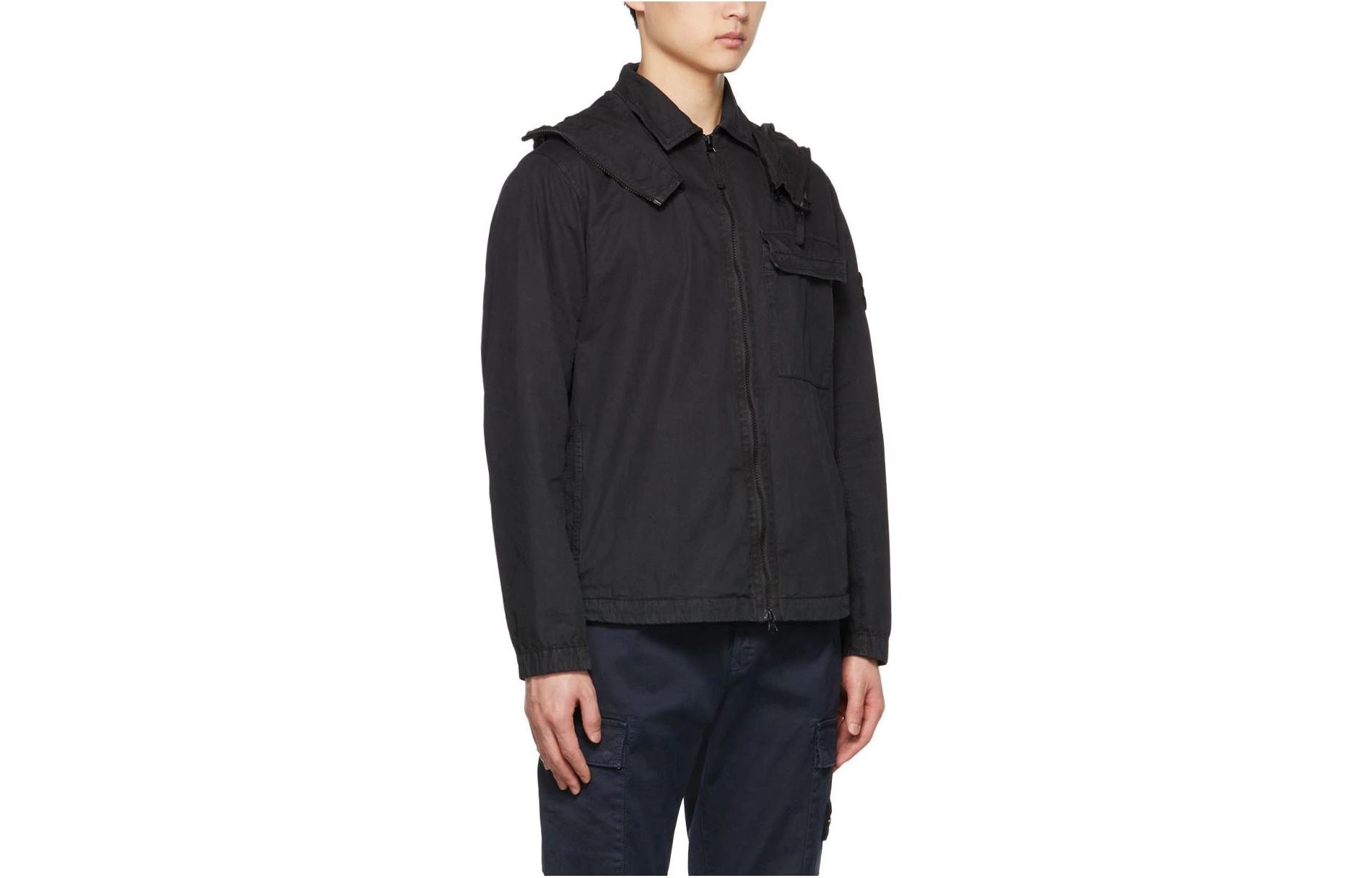 Stone Island FW22 Logo Print Zip Detachable Hood Jacket