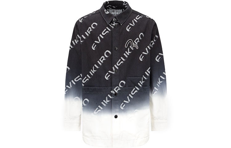 EVISU SS22 Gradient Letter Denim Jacket Black