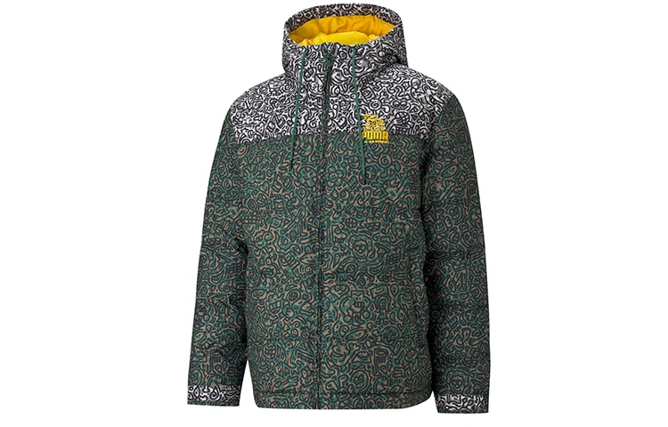 PUMA/彪马 Puma Printed Padded Hoodie Jacket Green