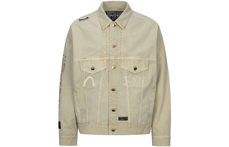 EVISU AW23 Logo Embroidered Jacket Grey Green
