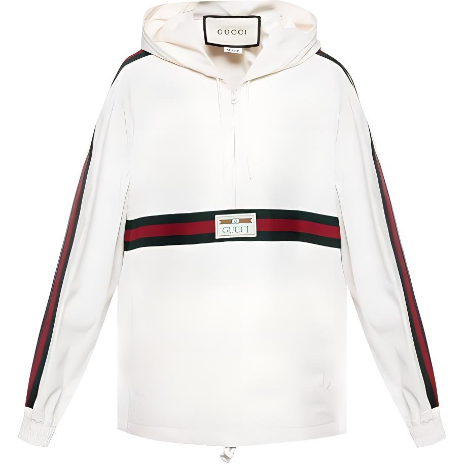 Gucci Logo Half-Zip Hooded Jacket Off-White