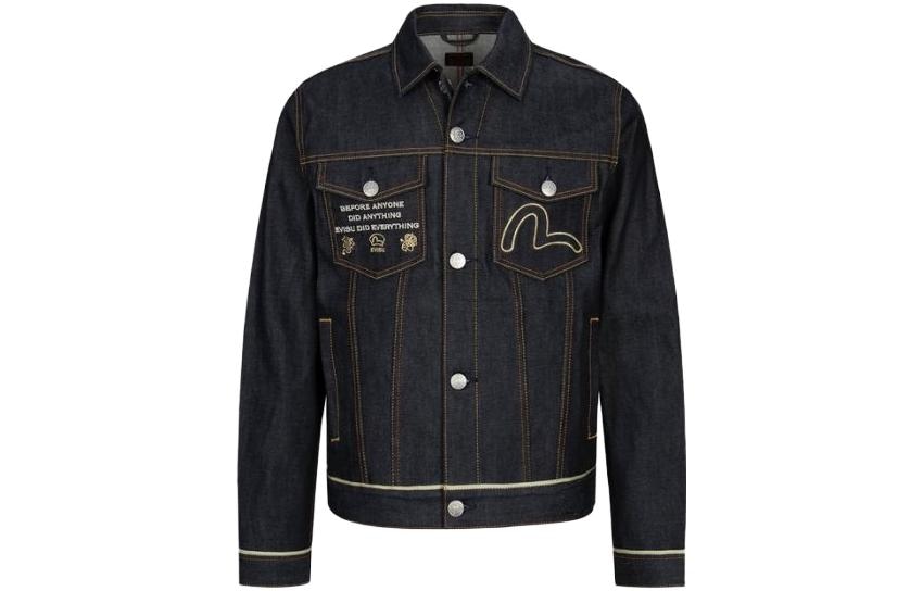EVISU AW23 Deer Embroidered Denim Jacket Blue