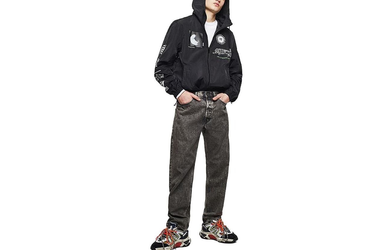 DIESEL Logo Hoodie Jacket Black
