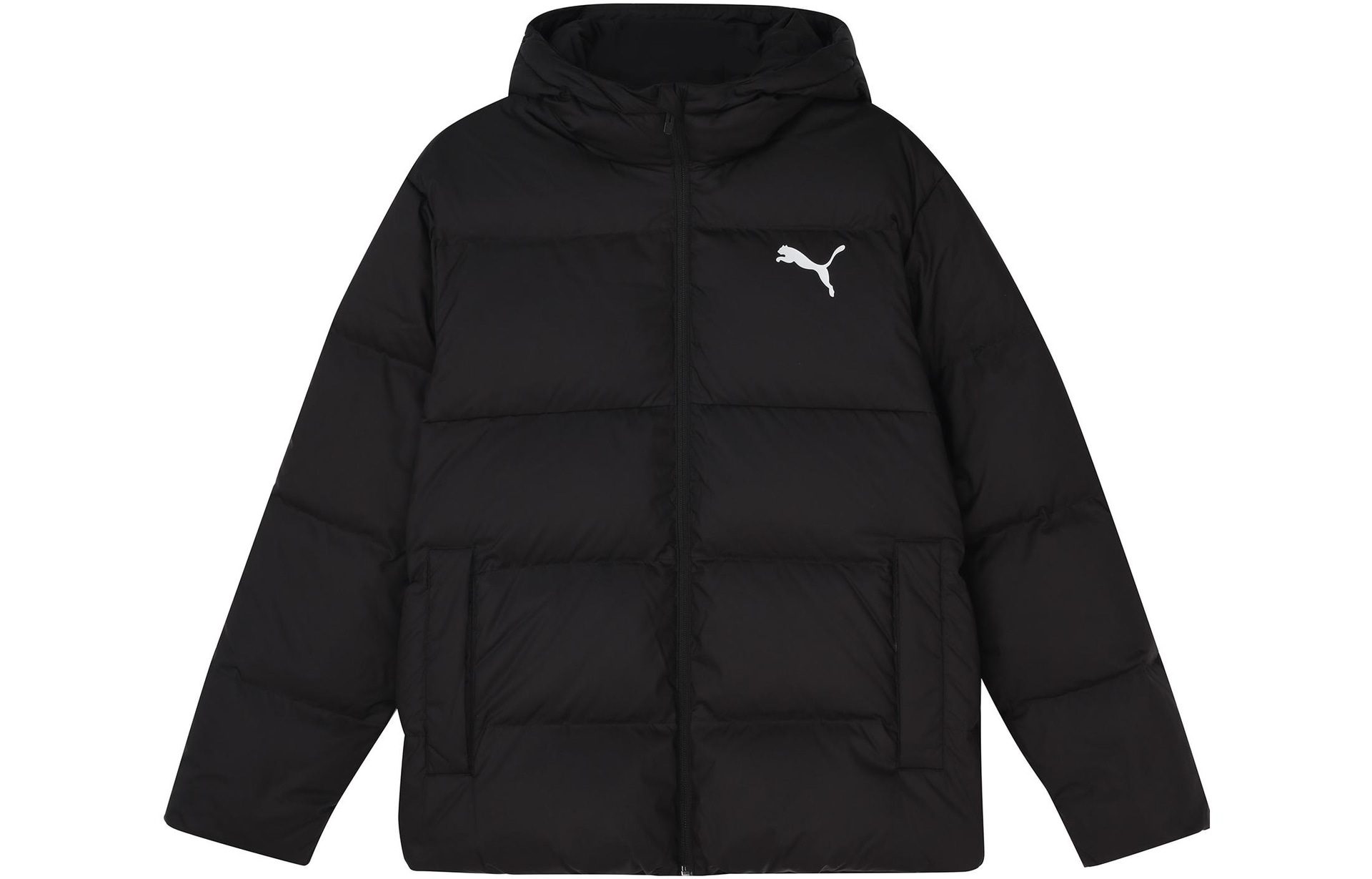Puma Logo Hooded Down Jacket Black