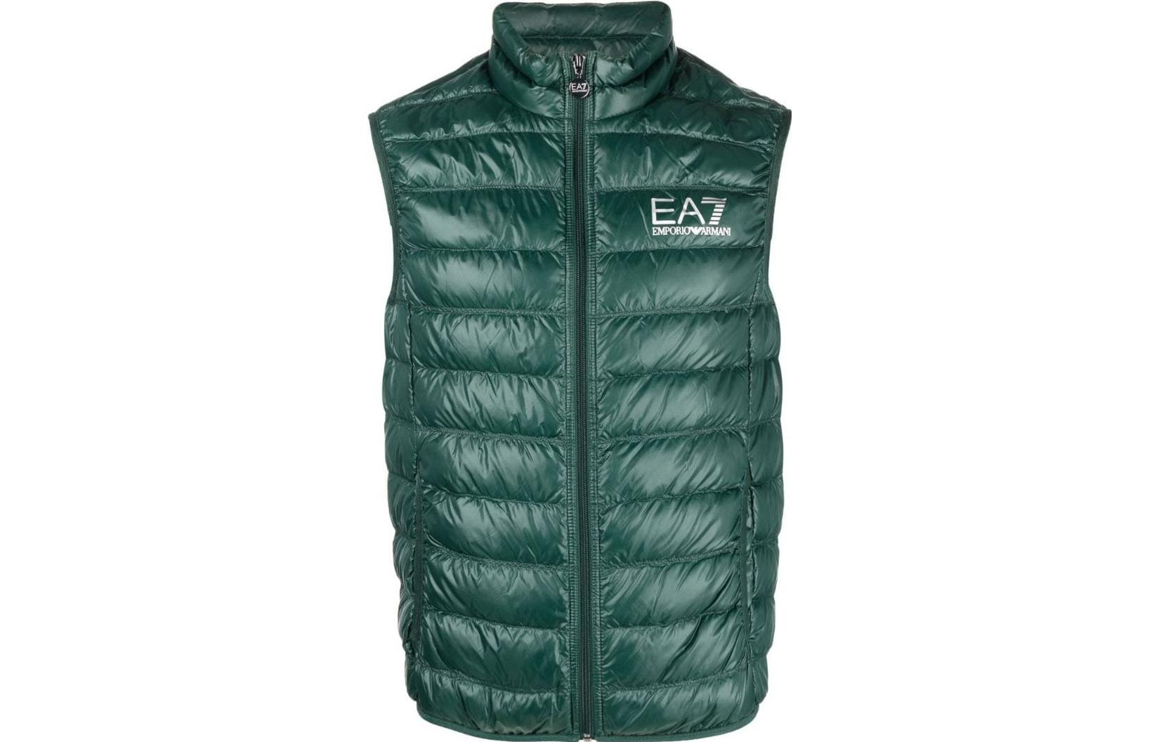 Emporio Armani FW22 Logo Zip-Up Vest Forest Green