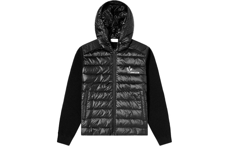 Moncler Grenoble Moncler Logo Hooded Down Jacket Black