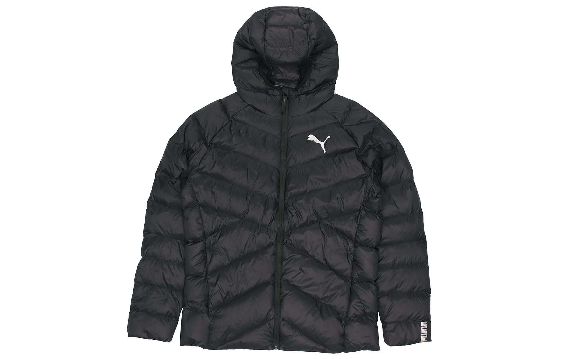 Puma Logo Down Jacket Hoodie Black
