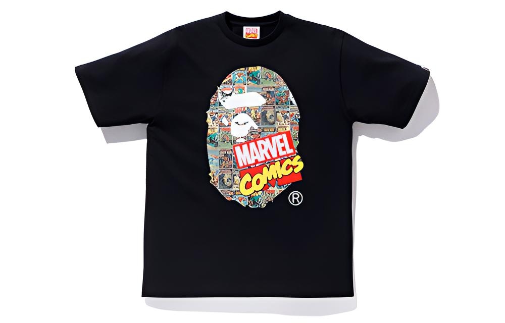 A BATHING APE x Marvel Bape Head T-Shirt Black