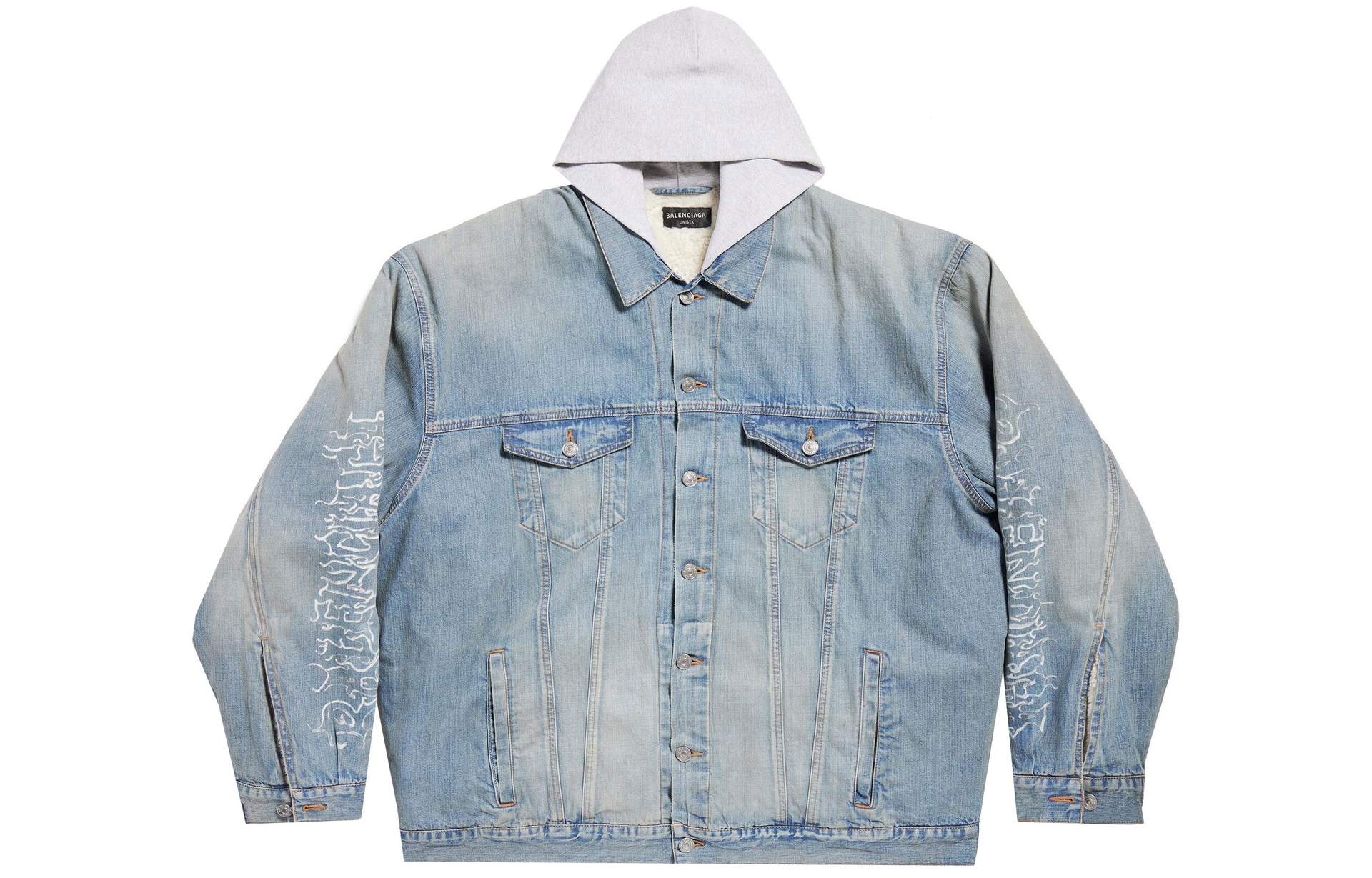 Balenciaga SS24 Letter Print Denim Hoodie