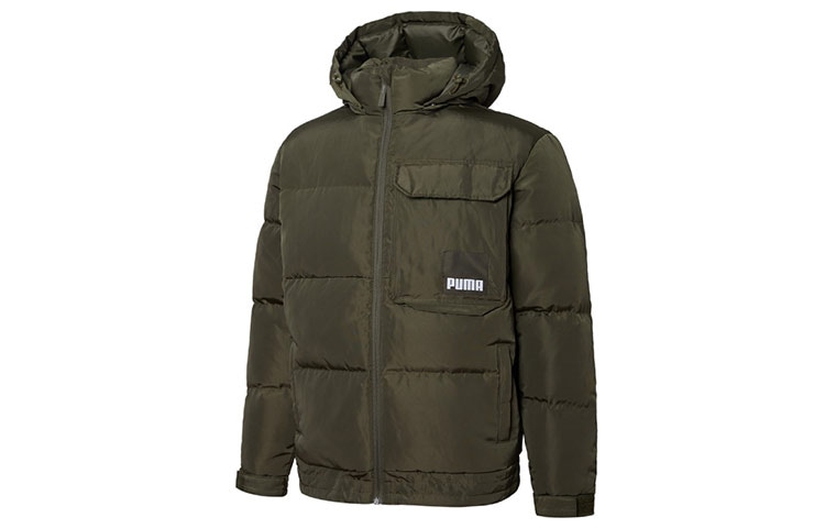 Puma Oversized Pocket Down Jacket Olive