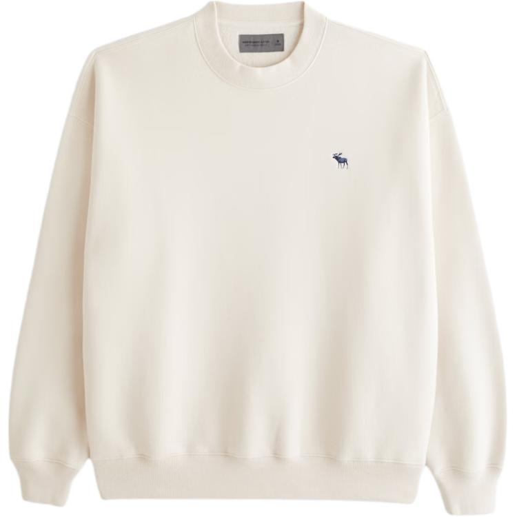 Abercrombie＆Fitch AF Classic Embroidered Long Sleeve Sweatshirt Cream