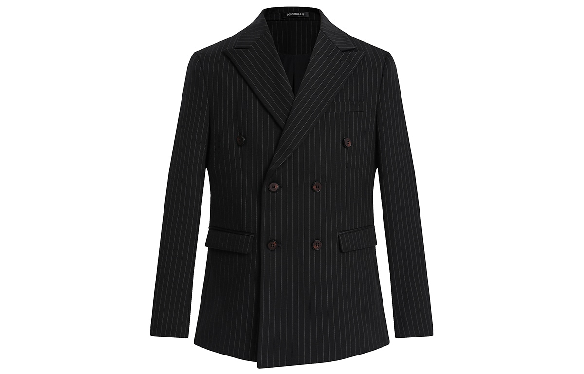 Johnhollis Striped Slim Double-Breasted Suit