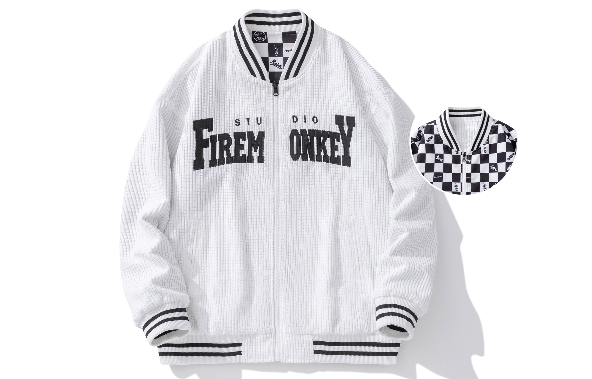火猴/FireMonkey FireMonkey Reversible Cartoon Checkered Jacket