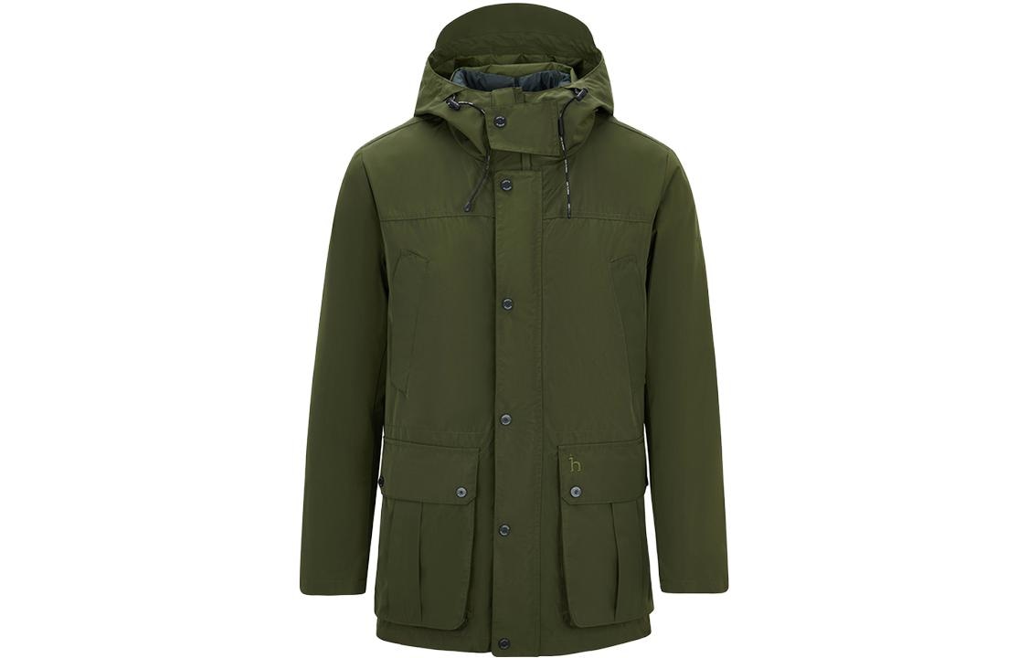 HAZZYS 哈吉斯 HAZZYS Solid Color Hooded Down Jacket Men