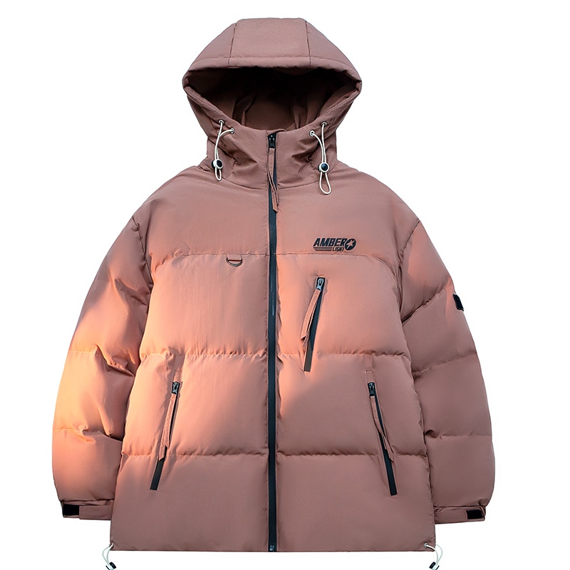 AMBER LIGHT Logo Zip Hoodie Puffer Jacket