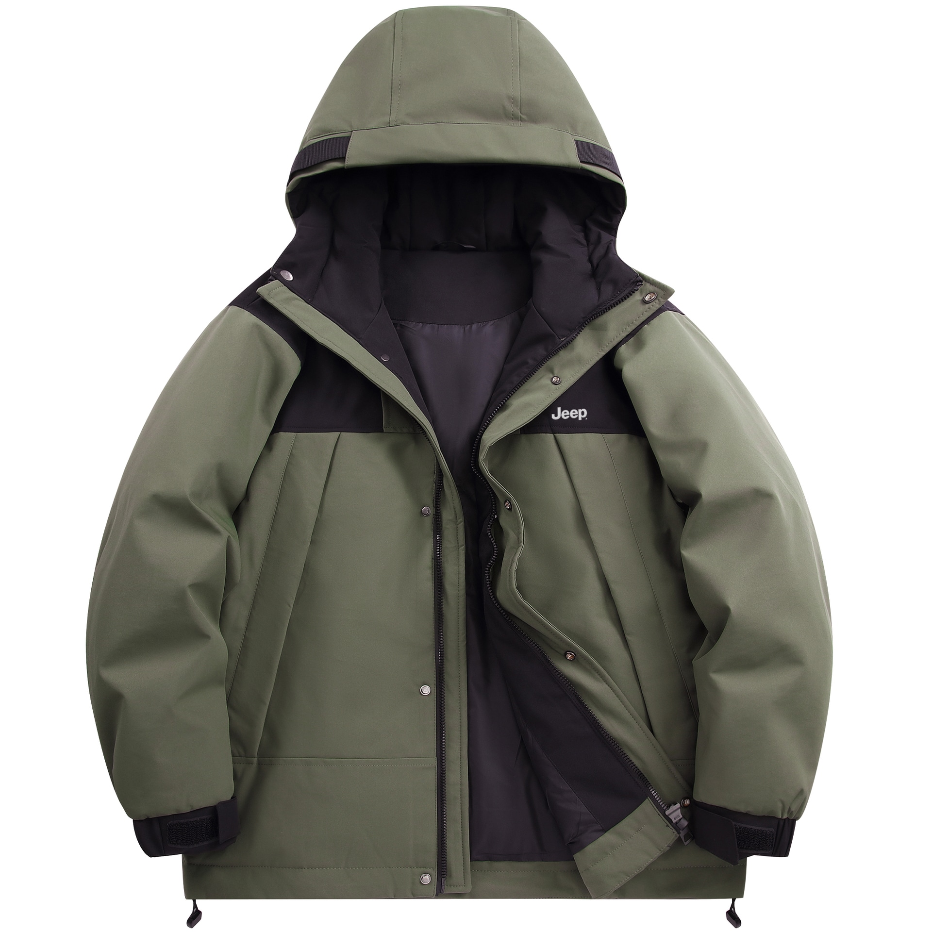 Jeep Patchwork Colorblock Embroidered Down Jacket