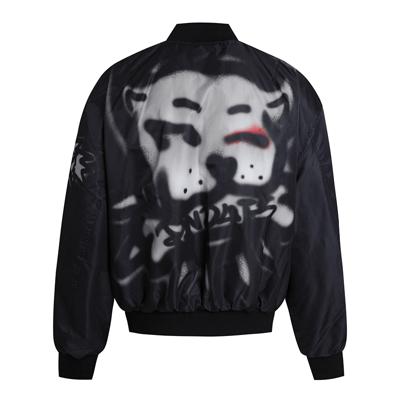 DND4DES Graffiti Dog Head MA1 Bomber Jacket Black