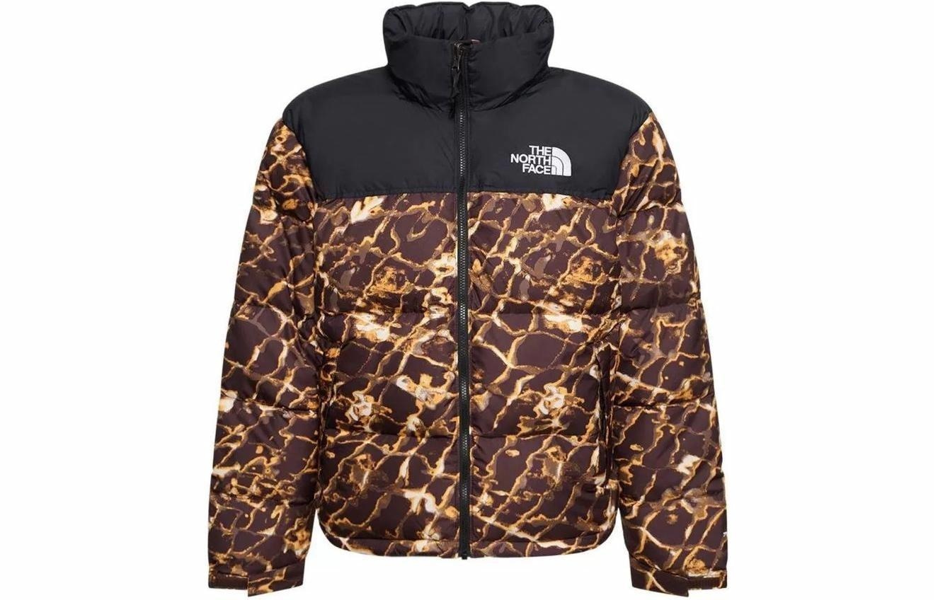 北面/THE NORTH FACE The North Face Logo Print Down Jacket Brown
