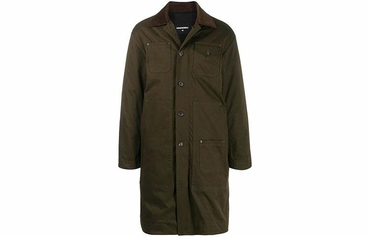 DSQUARED 2 DSQUARED2 FW21 Button Parka Coat Green