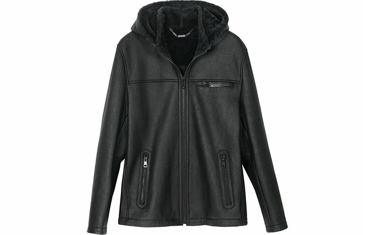 David Naman Logo Print Leather Jacket