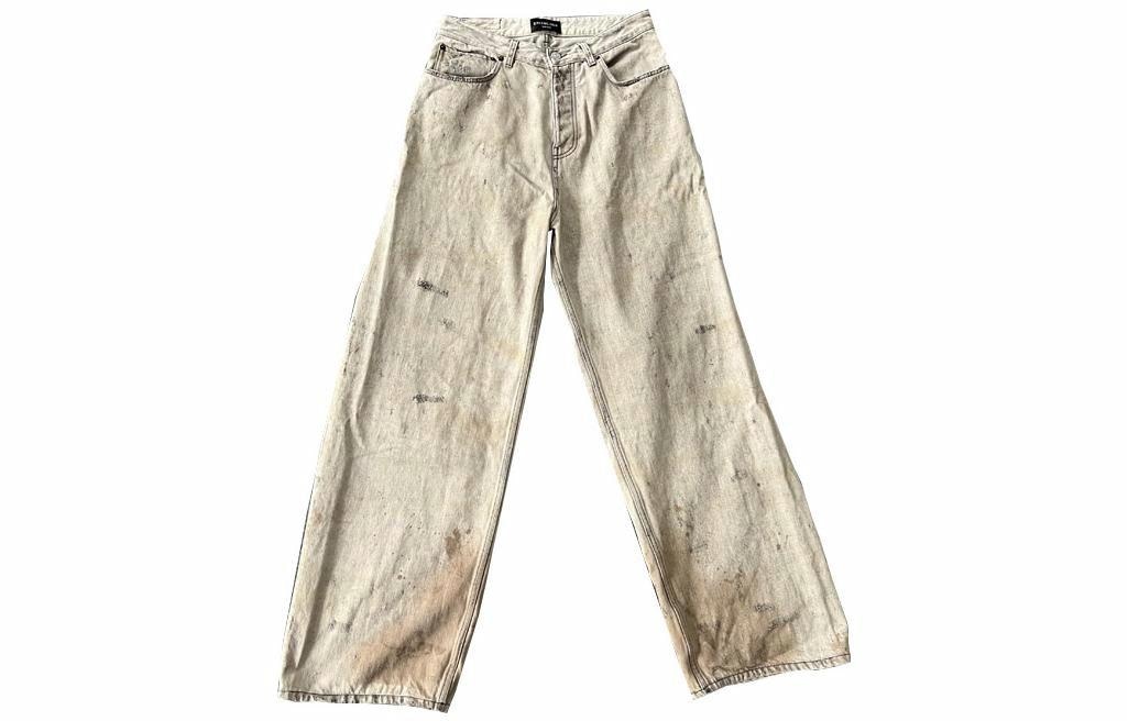 Джинсы Balenciaga SS23 Mid-Rise Straight Jeans Off-White