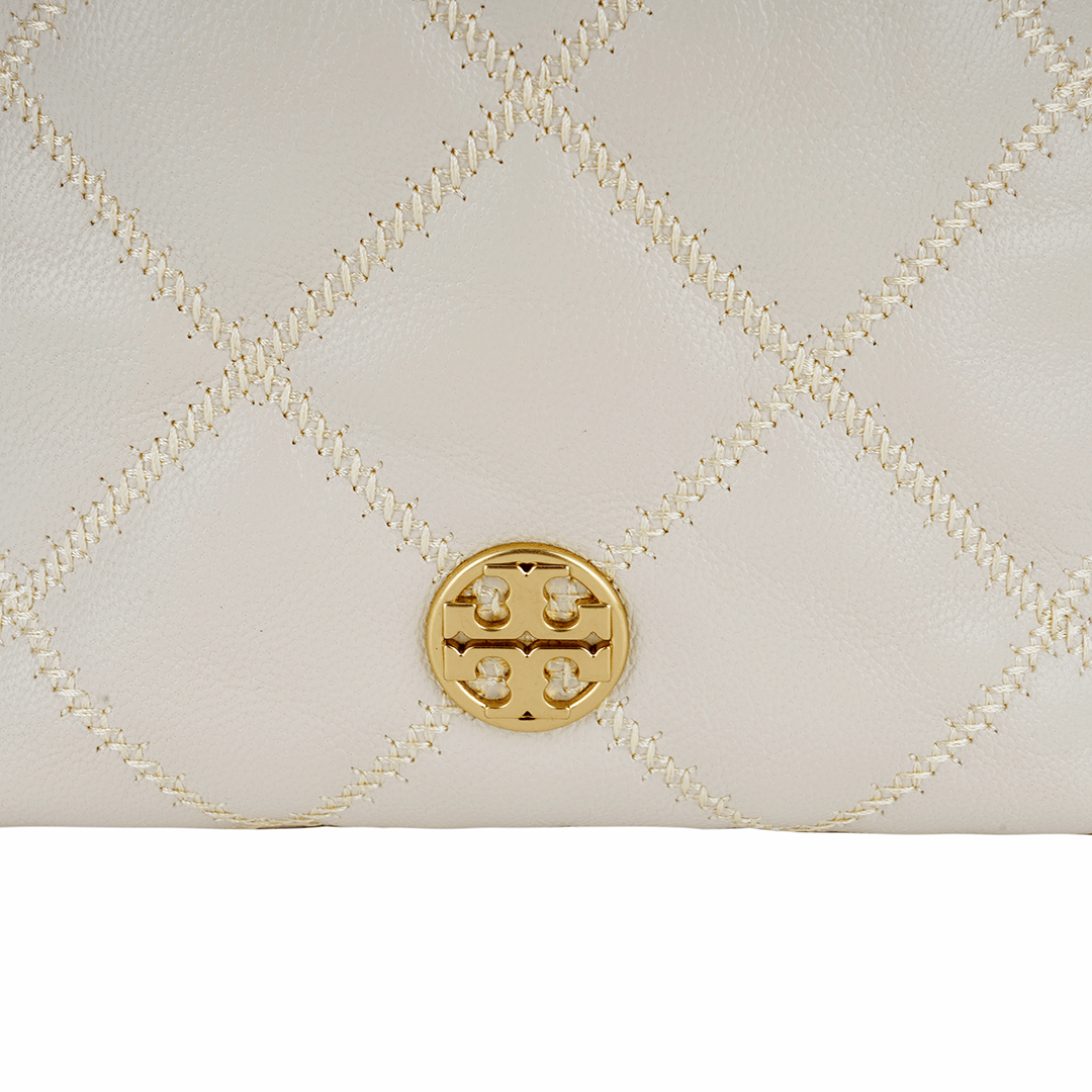 Tory Burch Metal Logo Chain Strap Bucket Bag Beige — фото 4