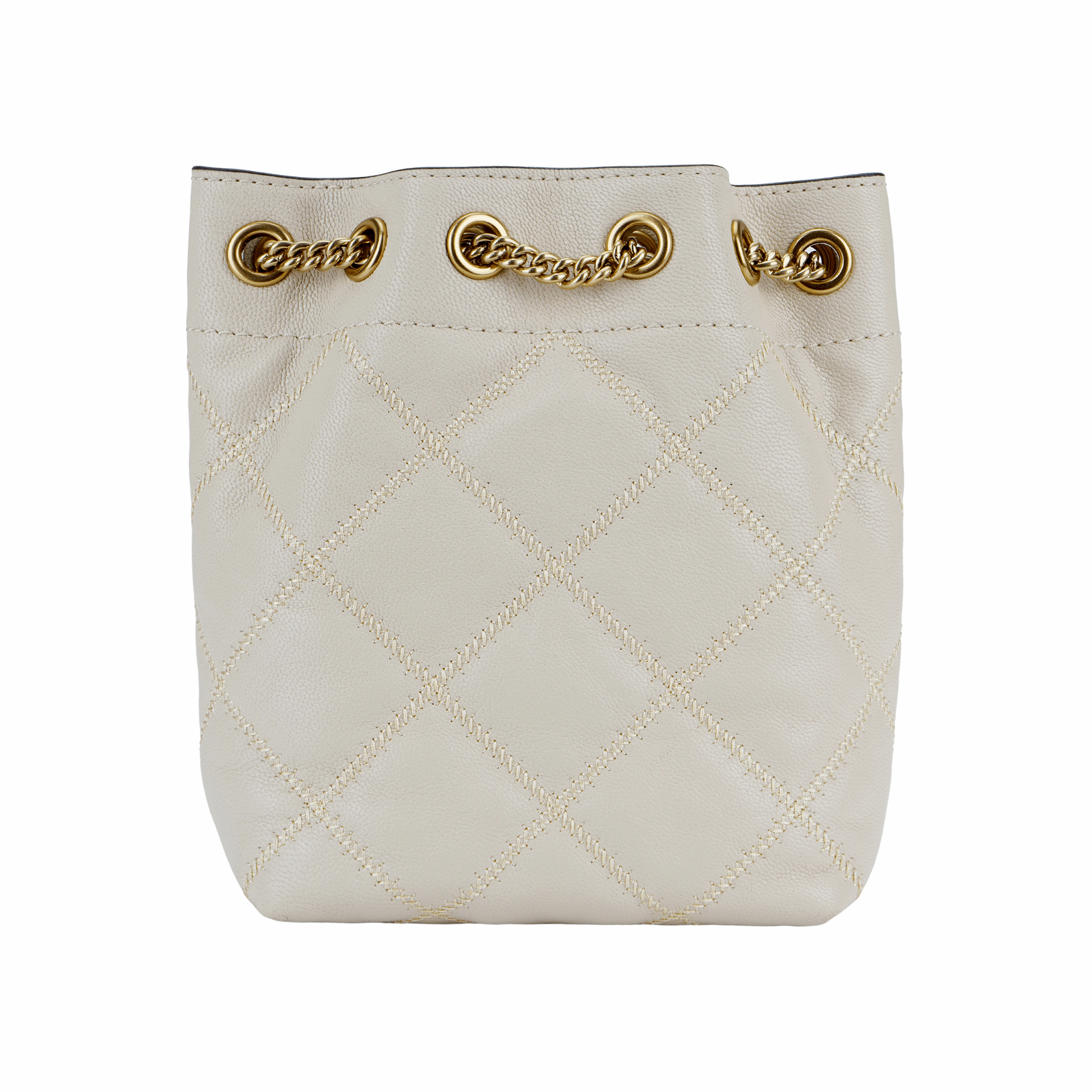 Tory Burch Metal Logo Chain Strap Bucket Bag Beige — фото 2