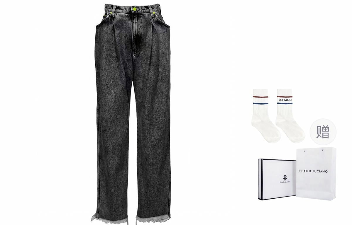 Charlie Luciano Distressed Straight Jeans Black — фото 1