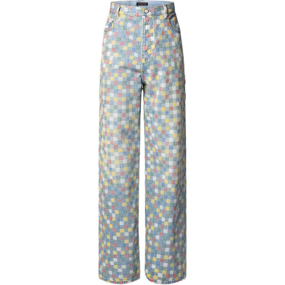 Джинсы Louis Vuitton SS25 Printed Check Wide Leg Jeans