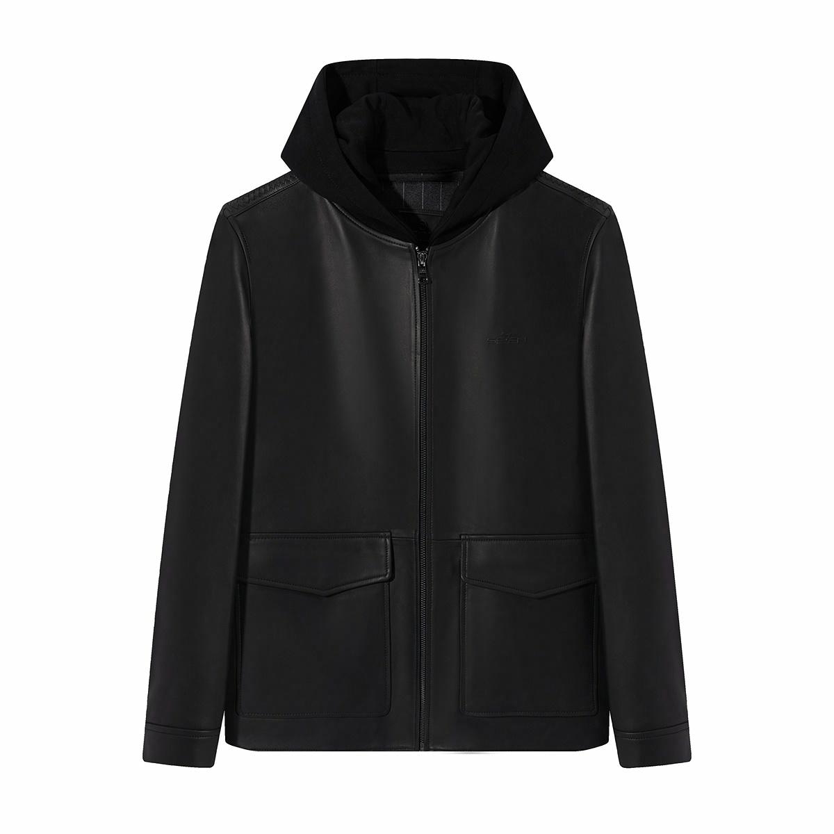 SEVEN High-End Series Black Leather Jacket