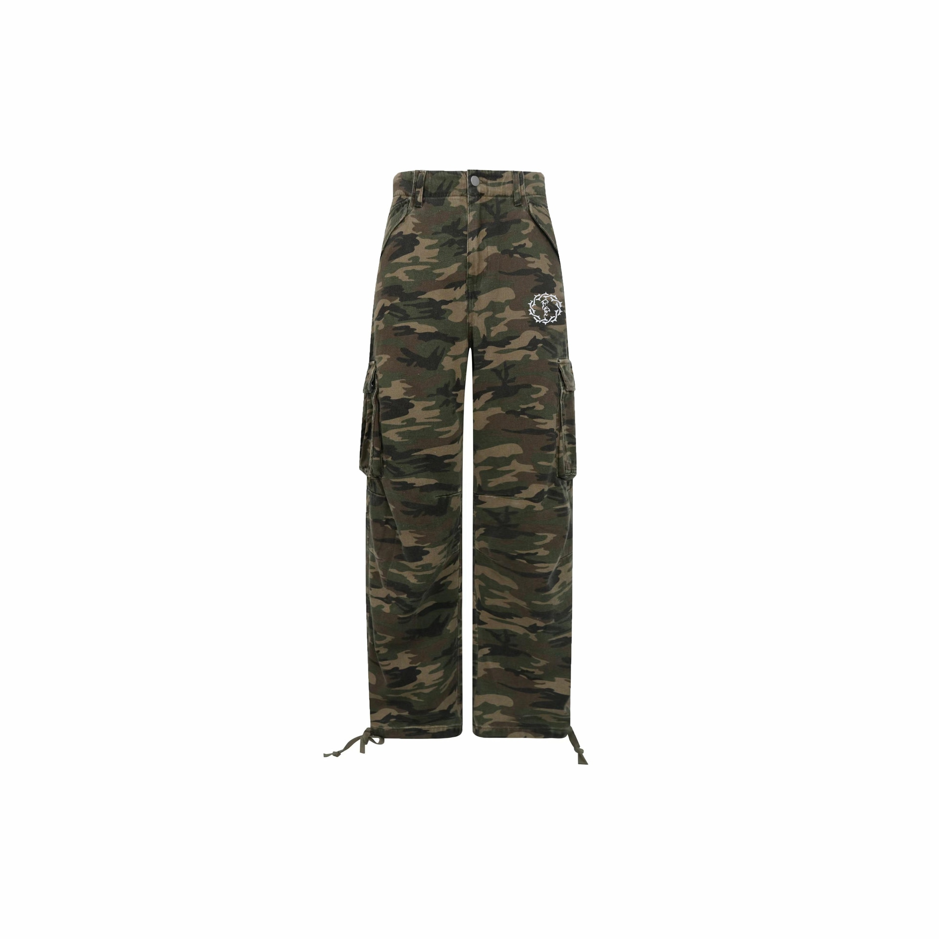 False Perception Washed Zip Cargo Pants Camouflage