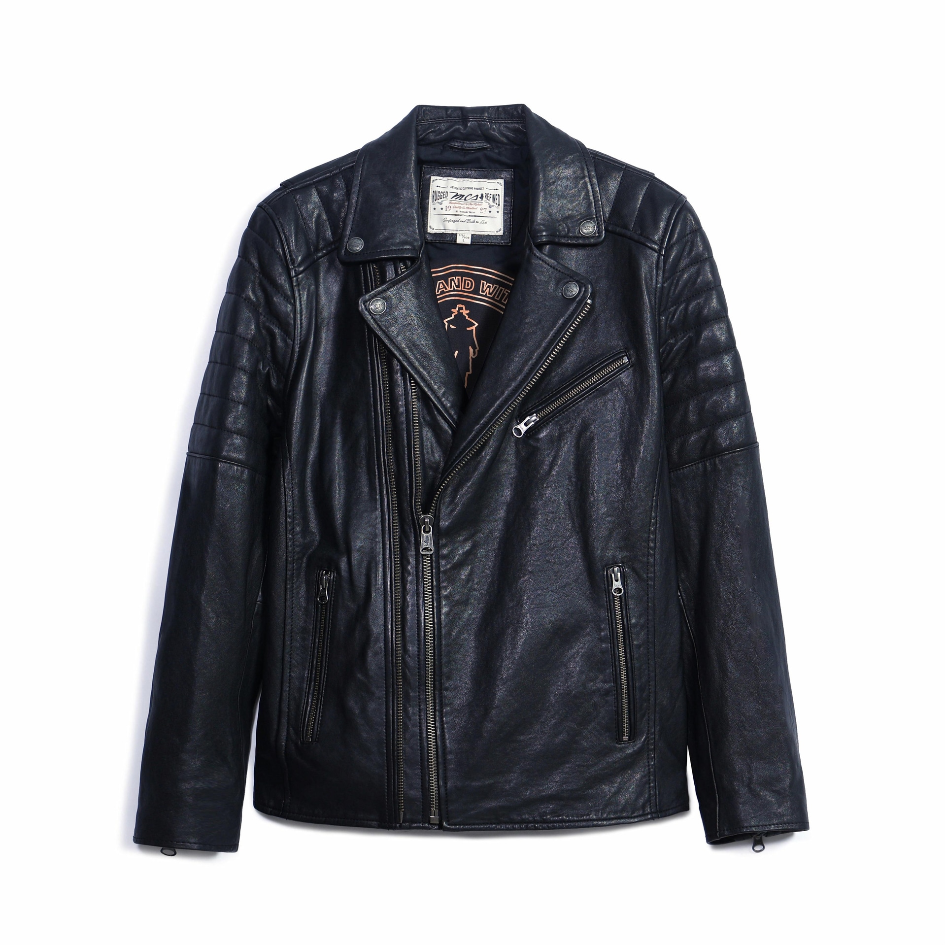 Mcs Slim Fit Biker Leather Jacket Black