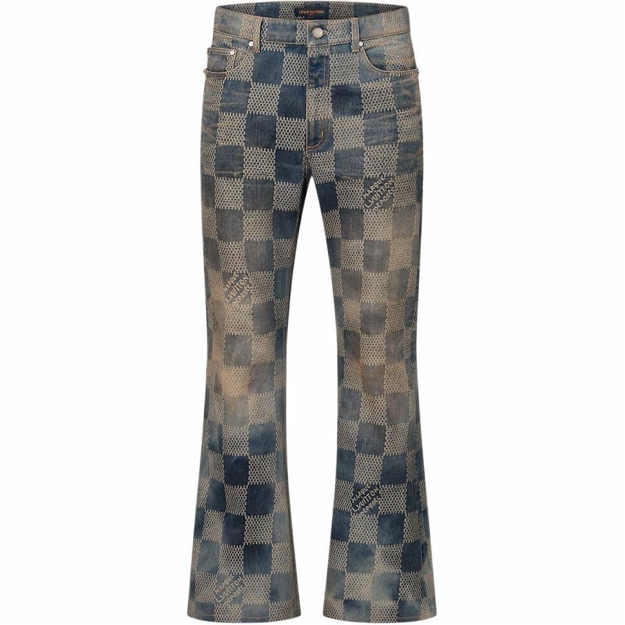 Джинсы Louis Vuitton FW24 Washed Logo Flared Jeans Blue