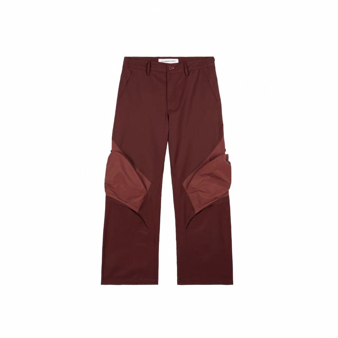 EMPTY REFERENCE x STUBBORN VISION Colorblock Deconstructed Pants Red