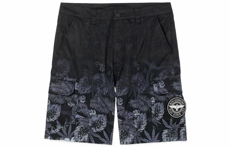 Boy London Botanical Print Gradient Shorts Black