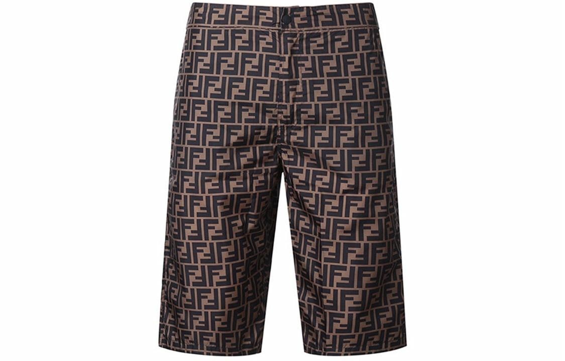 FENDI/芬迪 Fendi FF Pattern Swim Shorts Brown