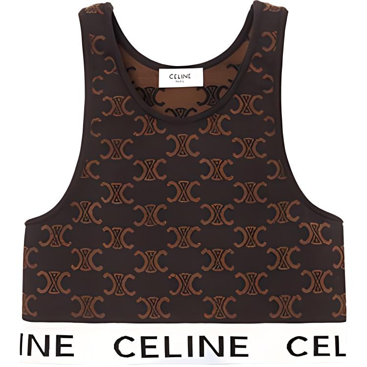 CELINE Logo Knit Vest Brown