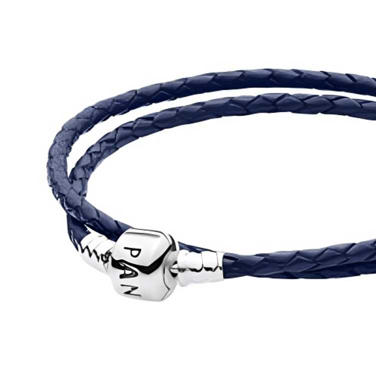 Pandora Double Circle Leather Bracelet Navy Blue — фото 2