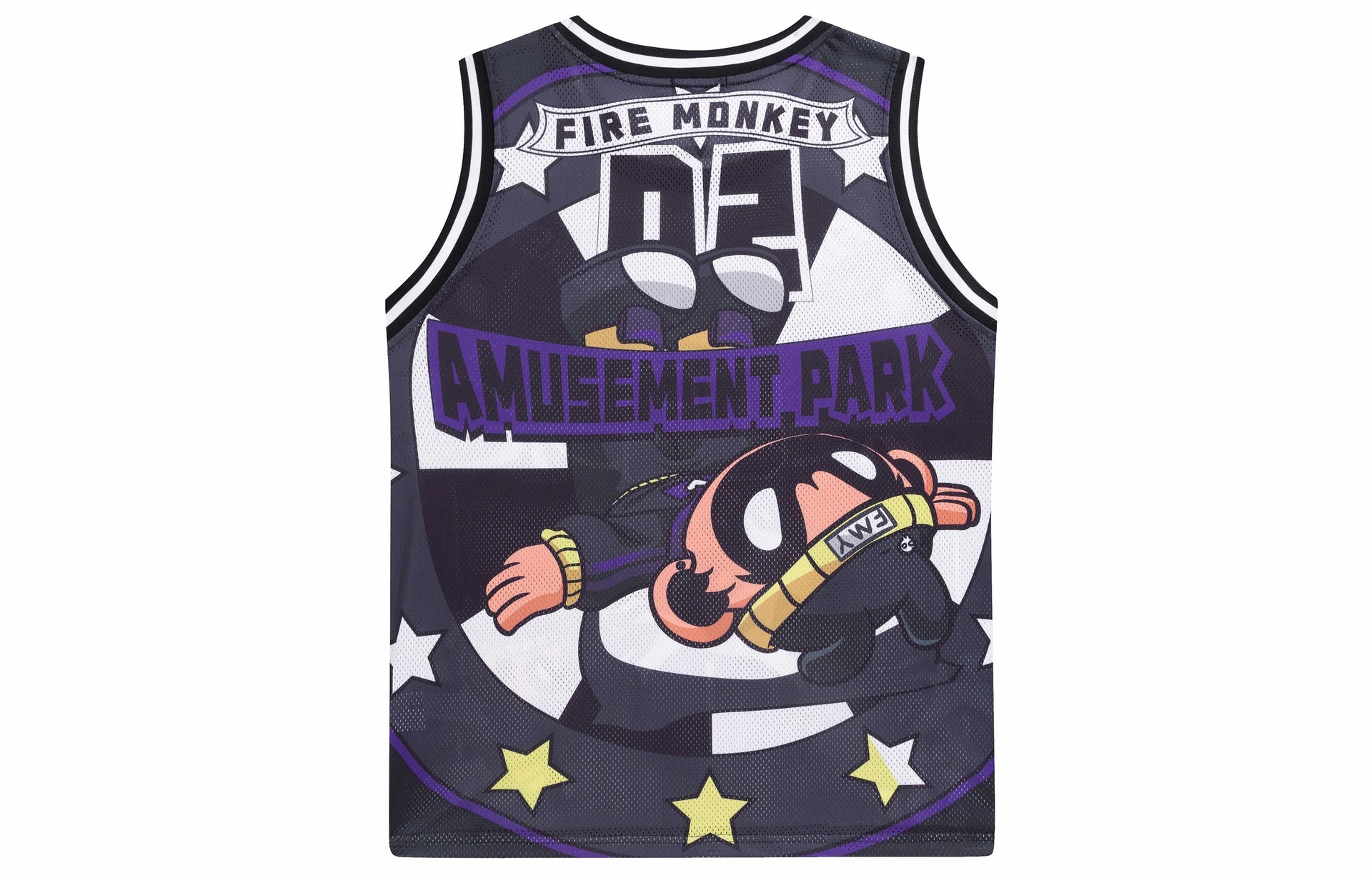 火猴/FireMonkey FireMonkey Cartoon Letter Print Basketball Vest Black