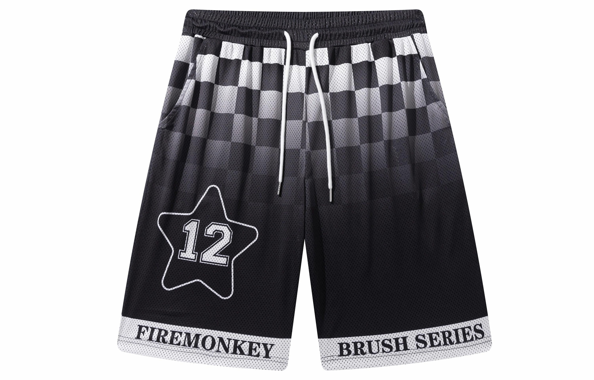 火猴/FireMonkey FireMonkey Gradient Checkered Mesh Shorts Black