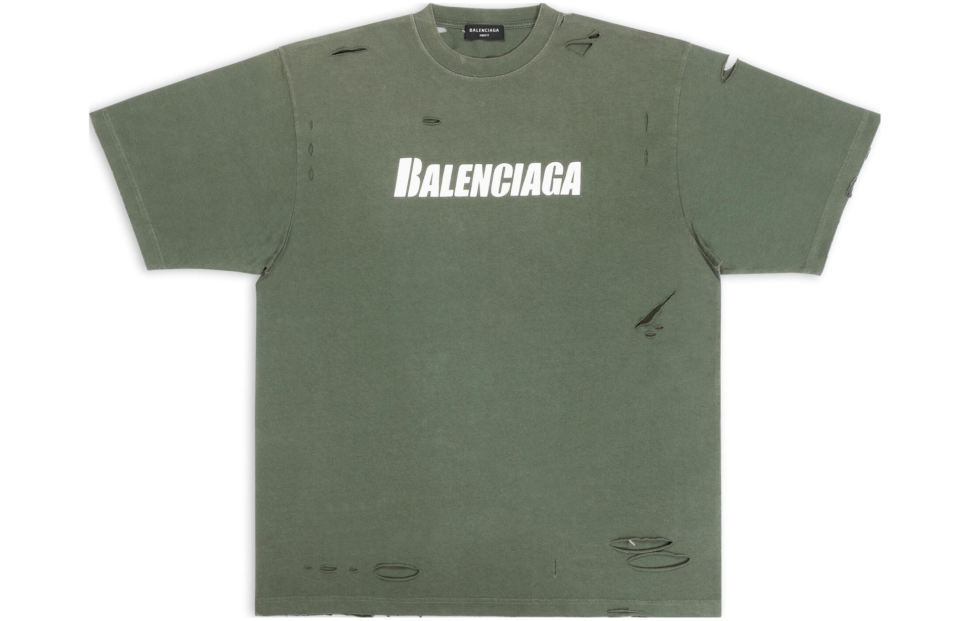 Футболка Balenciaga SS22 Caps Destroyed T-Shirt Green