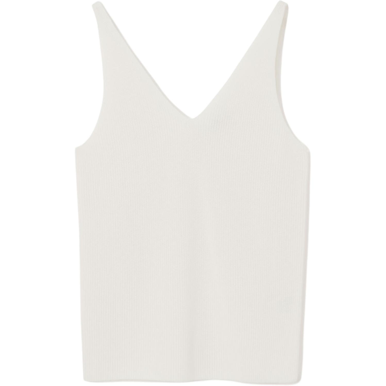 Cos Ribbed Knit V-Neck Vest White