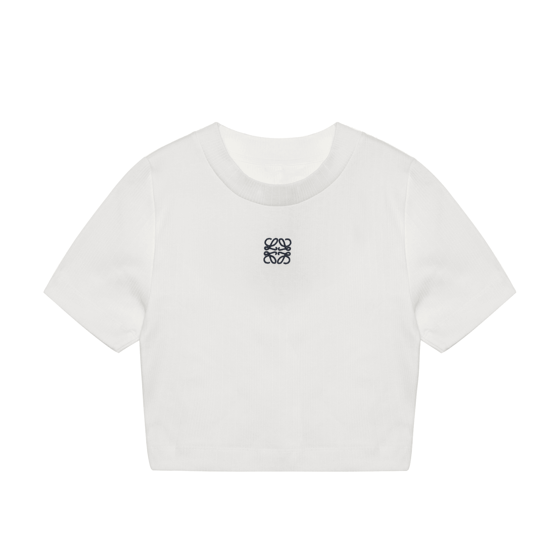 LOEWE SS23 Logo Print Crop Tee White