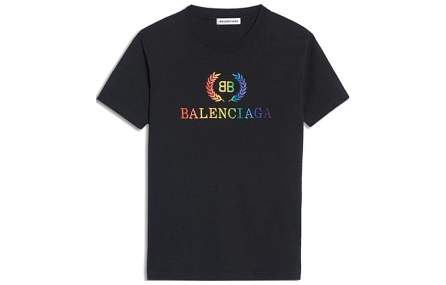 Balenciaga Rainbow Logo T-Shirt Black